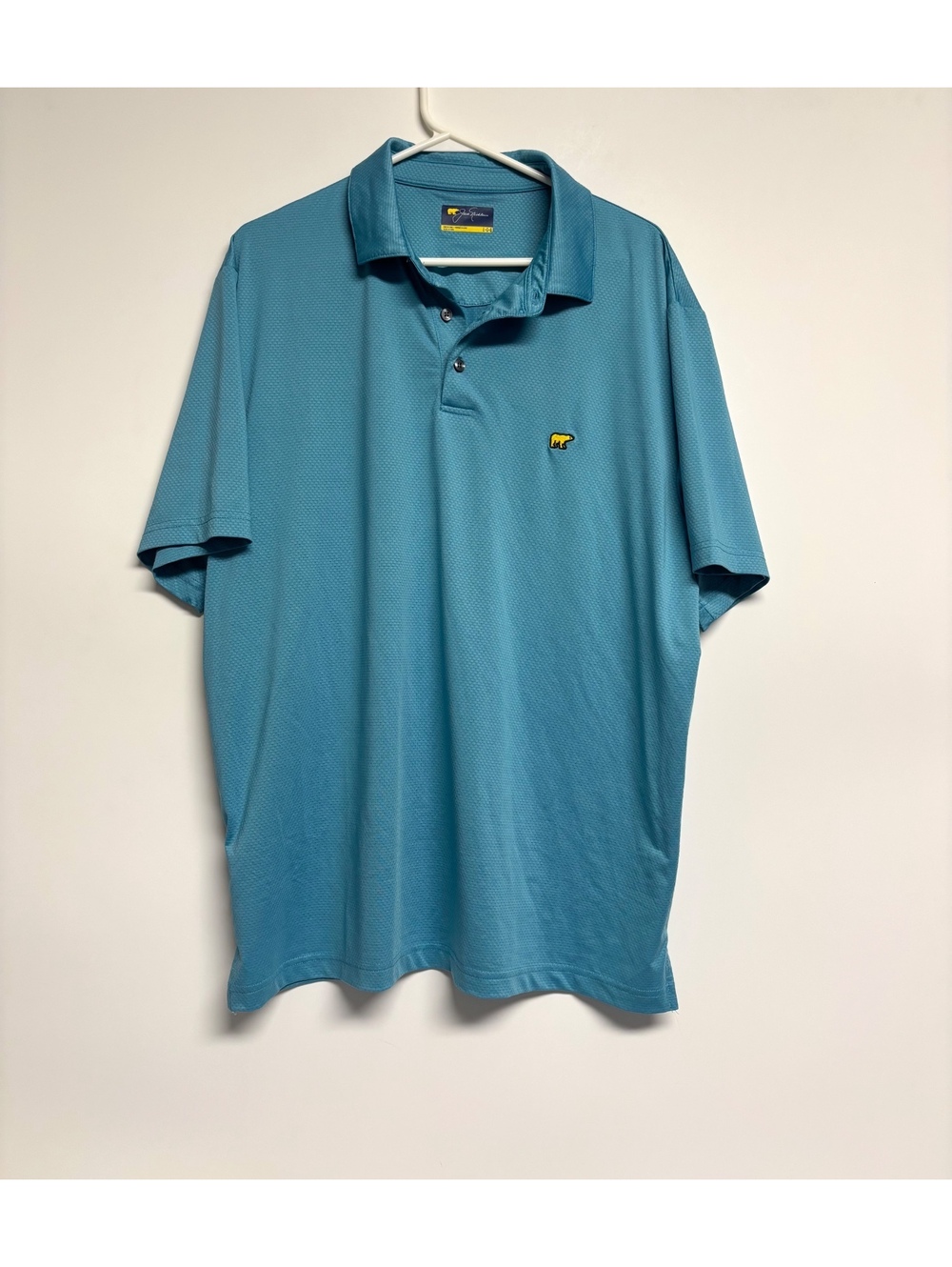 Jack Nicklaus Men’s Large Golf Polo Shirt Blue Teal Performance Short Sleeve